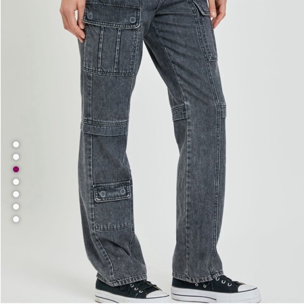 Hidden LA Tracey Cargo Jeans Black Faded High Rise Straight Leg - Picture 13 of 13